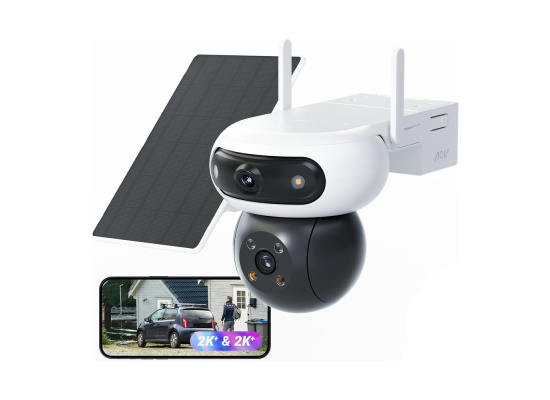 EZVIZ CB90 Dual Kit Dual-Lens 2K⁺ Outdoor Battery Wi-Fi 6 Camera with 8W Solar Panel – AI Human & Vehicle Detection, Smart Tracking, 10,400mAh (CS-CB90/SP 4MP+4MP)